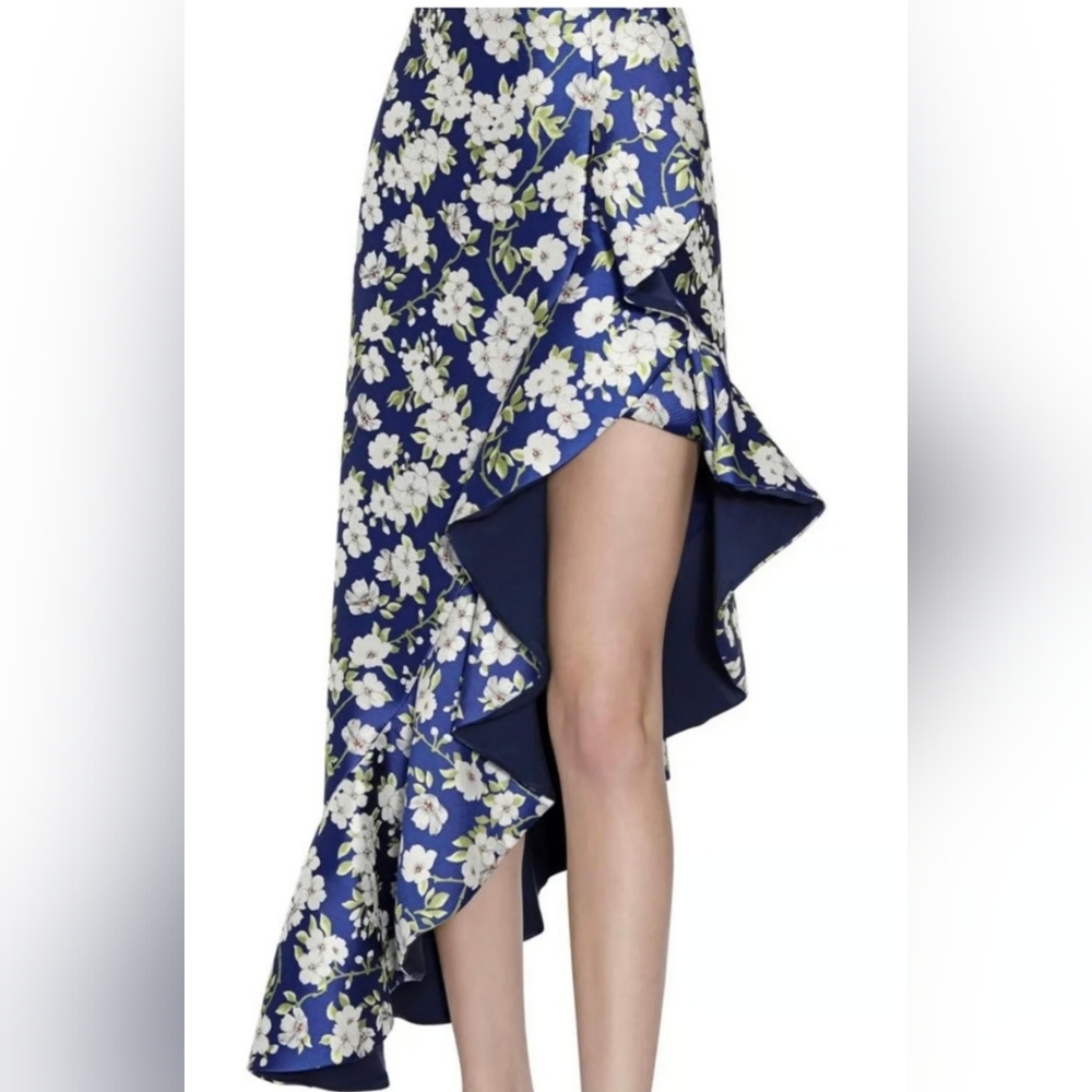 Alice + Olivia asymmetrical lovetta floral print ruffle high low Skirt Size 4 - Picture 10 of 13